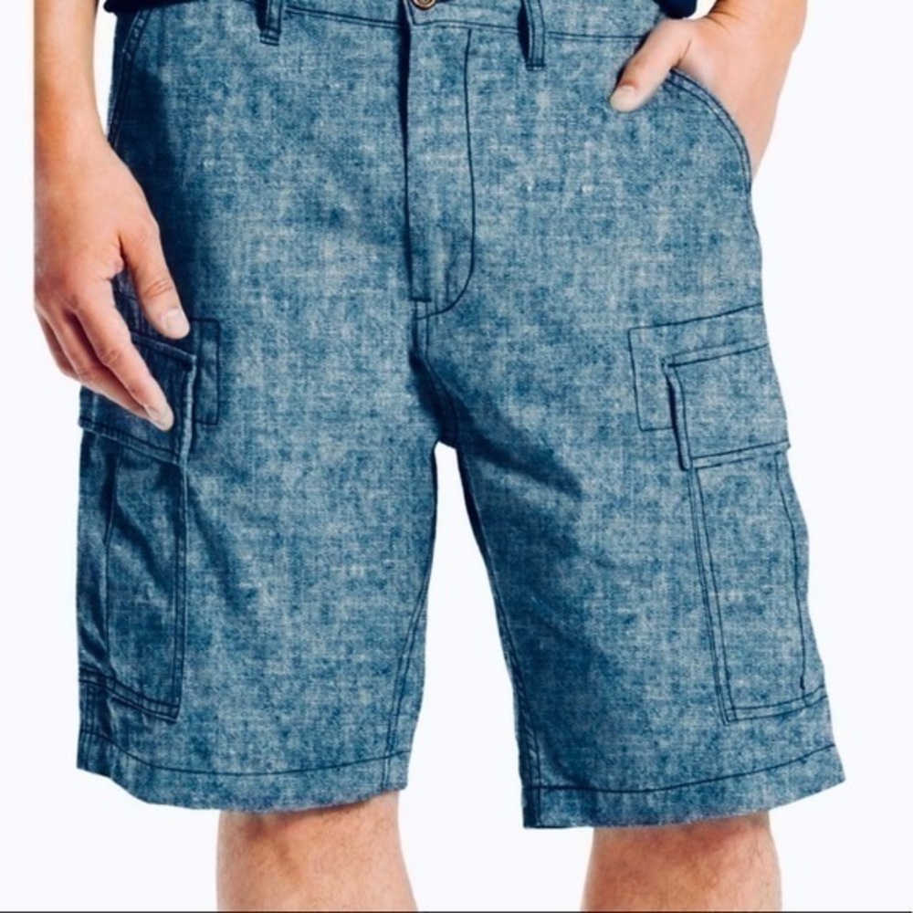Levi’s Sz 30 waist carrier cargo shorts blue chambray linen blend